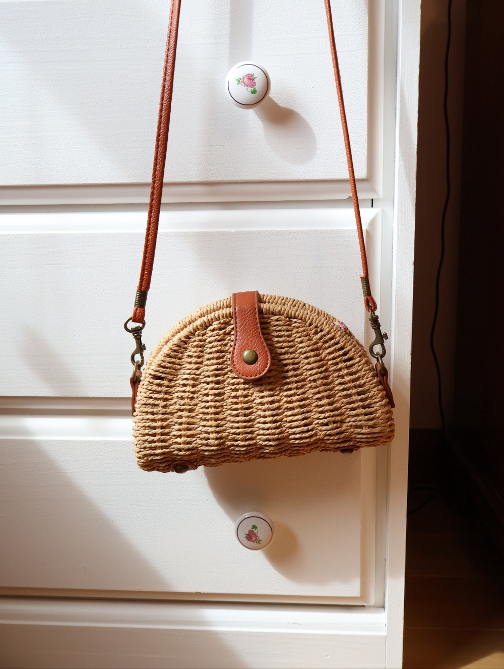 Vintage Natural Raffia Straw Purse